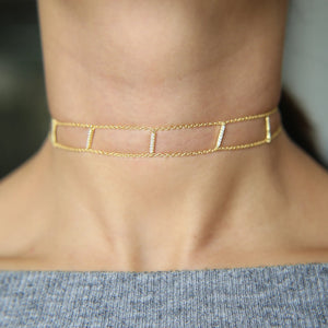 925 Silver Double Chain Choker Necklace