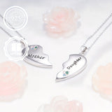 Mother Daughter Necklace Set in S925 Silvery Peach Heart Design