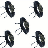Viking Wolf Head Leather Bracelet, Stylish Spirit Animal Jewelry
