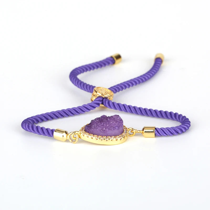 Pentagan Stone Charm Bracelet Adjustable Chain Bangle