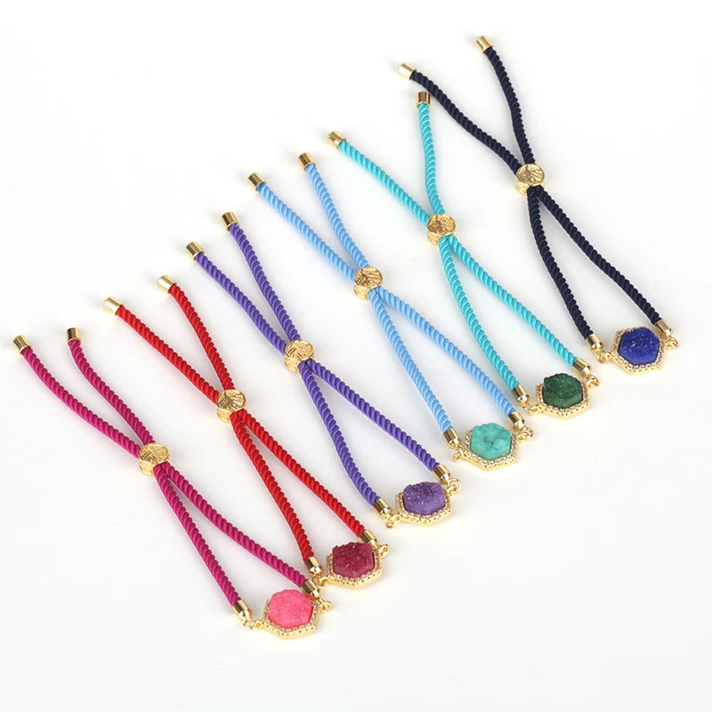 Pentagan Stone Charm Bracelet Adjustable Chain Bangle