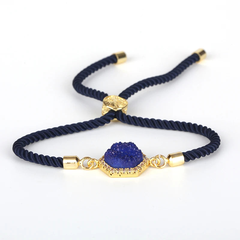 Pentagan Stone Charm Bracelet Adjustable Chain Bangle