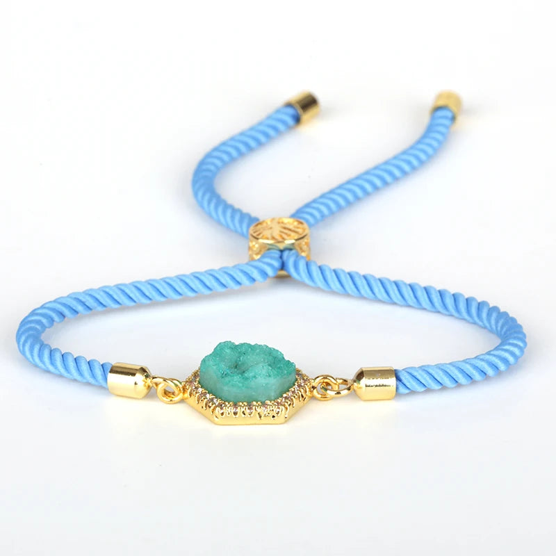 Pentagan Stone Charm Bracelet Adjustable Chain Bangle