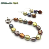 Dark Peacock Hong Kong Baroque Pearls Bracelet Set