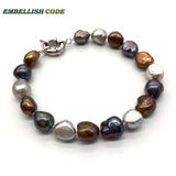 Dark Peacock Baroque Pearl Bracelet Bangle Hook Earring Set