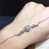 Colorful Moissanite Silver Bracelet Angel Feather Shape Fine Jewelry