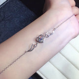 Colorful Moissanite Silver Bracelet Angel Feather Shape Fine Jewelry