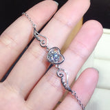 Colorful Moissanite Silver Bracelet Angel Feather Shape Fine Jewelry