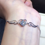 Colorful Moissanite Silver Bracelet Angel Feather Shape Fine Jewelry
