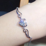 Colorful Moissanite Silver Bracelet Angel Feather Shape Fine Jewelry