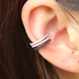 925 Silver CZ Circle Clip Earring