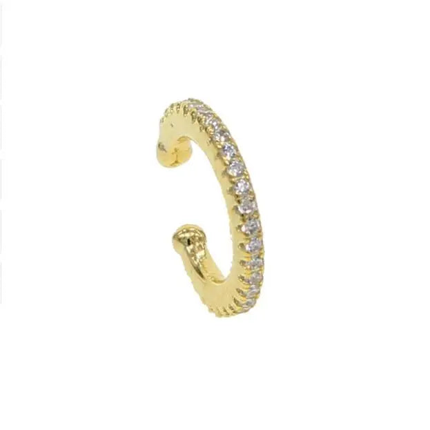 925 Silver CZ Circle Clip Earring