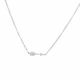 Delicate CZ Sideway Choker Zirconia Arrow Charm 925 Sterling Silver Necklace