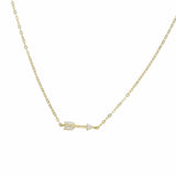 Delicate CZ Sideway Choker Zirconia Arrow Charm 925 Sterling Silver Necklace