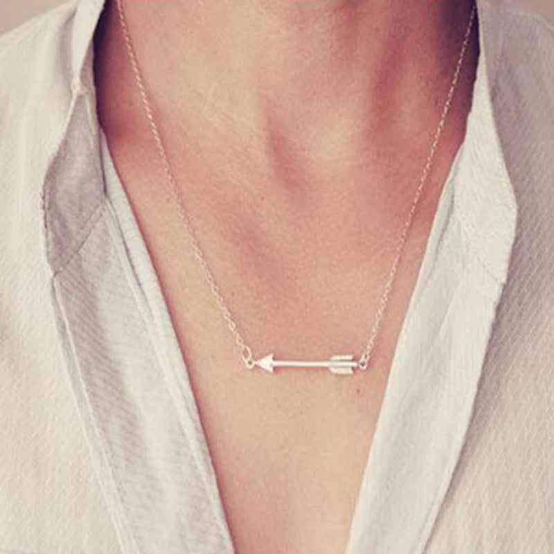 Delicate CZ Sideway Choker Zirconia Arrow Charm 925 Sterling Silver Necklace