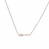 Delicate CZ Sideway Choker Zirconia Arrow Charm 925 Sterling Silver Necklace