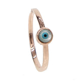Evil Eye Glass Charm Silver Ring Size 6 7 8