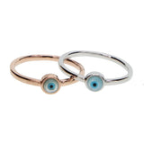 Evil Eye Glass Charm Silver Ring Size 6 7 8