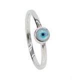 Evil Eye Glass Charm Silver Ring Size 6 7 8