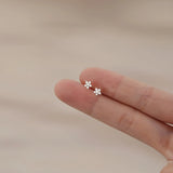 Delicate Romantic Flower CZ Stud Earrings for Women