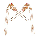 Tassel Dragon Flower Hair Sticks - Women's Jewelry