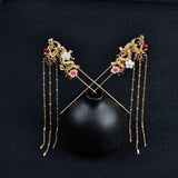 Tassel Dragon Flower Hair Sticks - Women's Jewelry