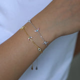 Evil Eye Rainbow CZ Bracelet 925 Sterling Silver Minimalist Dainty Jewelry