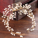Pearl Long Hair Comb Bride Headdress Headband Hair Jewelry