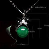 925 Silver Necklace with Diamond Jade Pendant Bead Transfer Chalcedony Agate