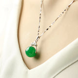 925 Silver Necklace with Diamond Jade Pendant Bead Transfer Chalcedony Agate