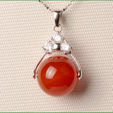 925 Silver Necklace with Diamond Jade Pendant Bead Transfer Chalcedony Agate