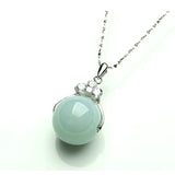 925 Silver Necklace with Diamond Jade Pendant Bead Transfer Chalcedony Agate