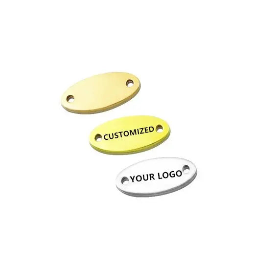 DIY Double Inner Holes Mini Oval Tags 6*14MM Logo 50pcs/Lot Stainless Steel