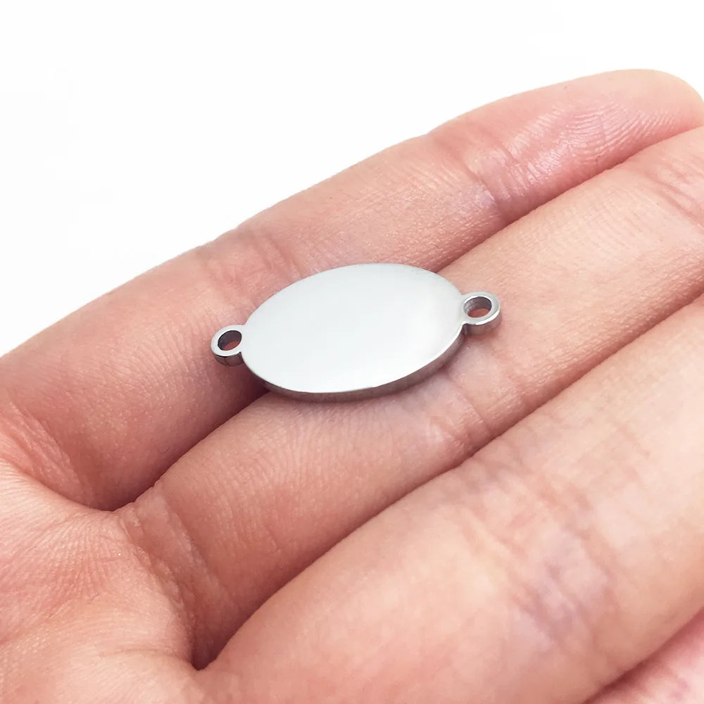 DIY Double Oval Tags 12*22mm 50pcs Stainless Steel