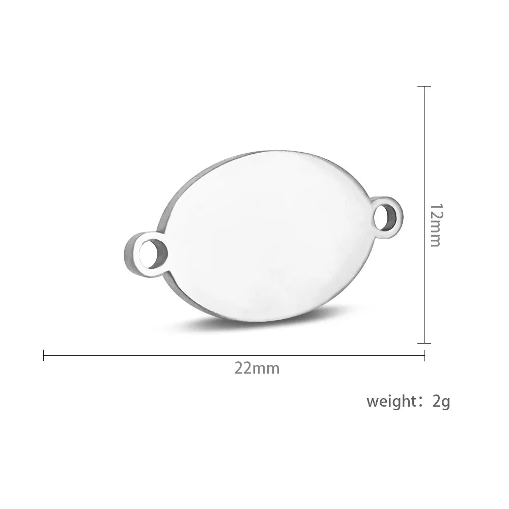 DIY Double Oval Tags 12*22mm 50pcs Stainless Steel