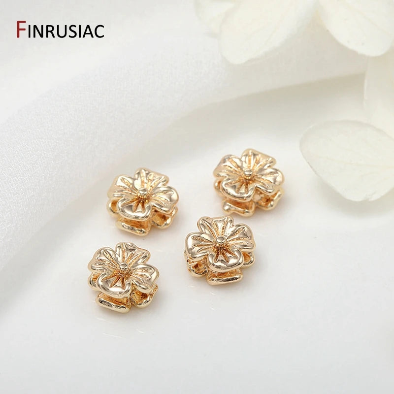 Brass Metal Plated Flower Spacer Beads for Jewelry Making