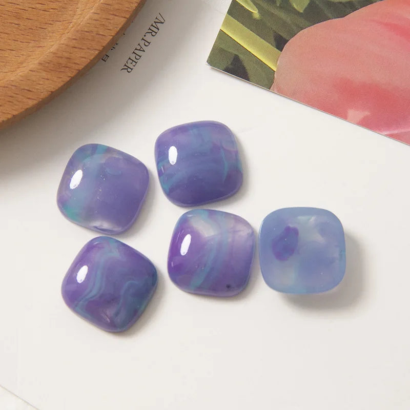 50pcs 18mm Glitter Print Square Resin Beads for Earrings/Hair Accessory