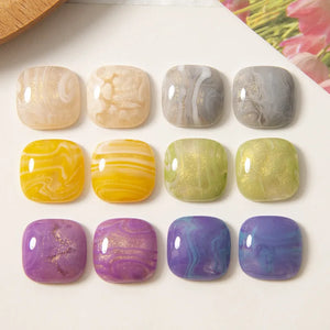 50pcs 18mm Glitter Print Square Resin Beads for Earrings/Hair Accessory