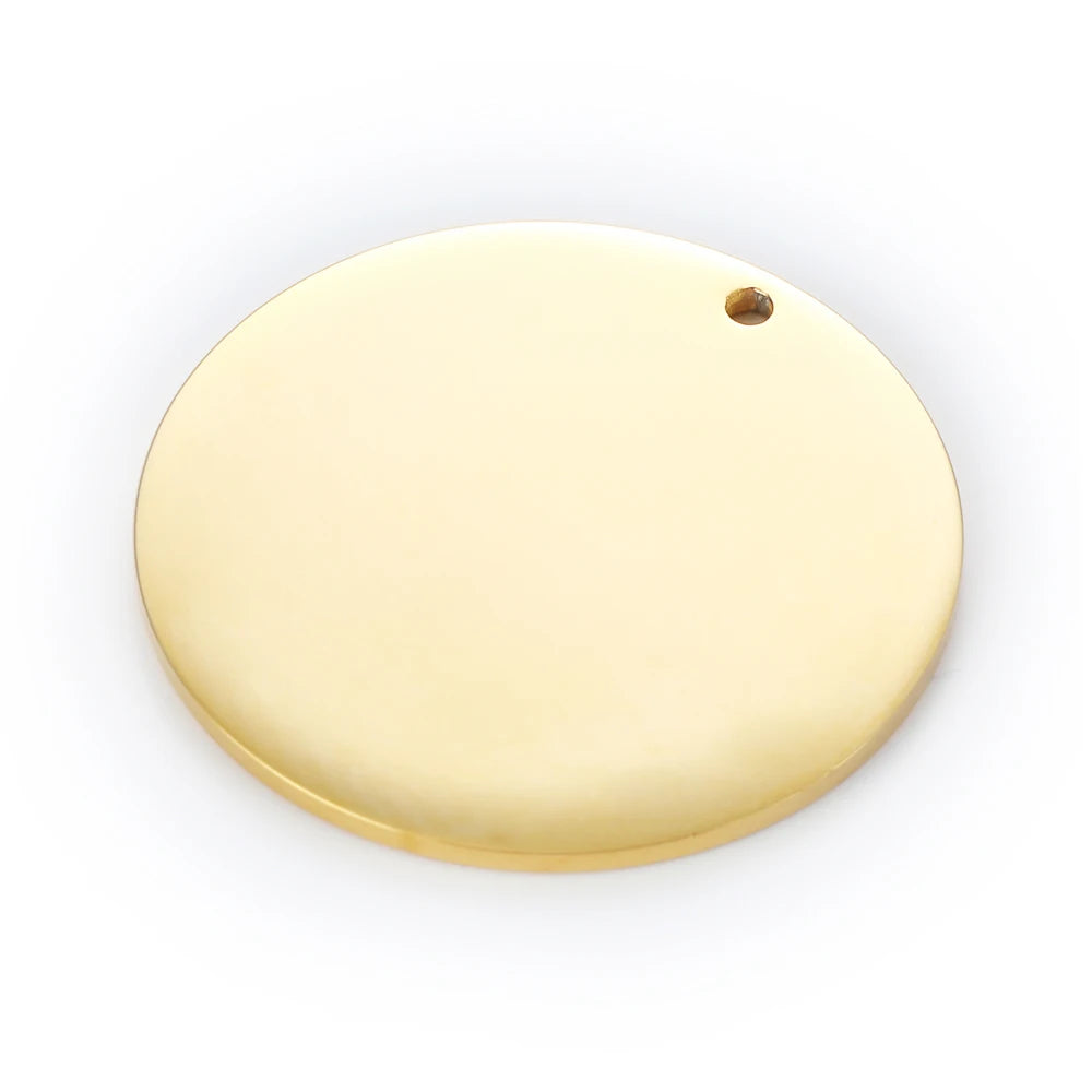 DIY Round Circle Logo Tag 30pcs Stainless Steel