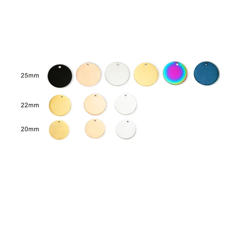 DIY Round Circle Logo Tag 30pcs Stainless Steel