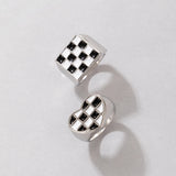 Love Heart Couples Rings Set Punk Oil Geometry Metal Wedding Jewelry