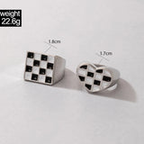 Love Heart Couples Rings Set Punk Oil Geometry Metal Wedding Jewelry