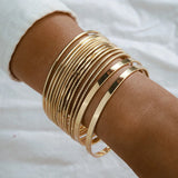 Bohemia Wide Surface Bracelets Set for Women Charm Geometric Metal Alloy Bangles