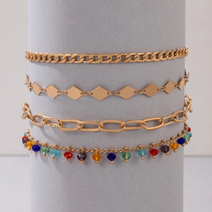 Colorful Beads Tassel Anklet for Women Multilayer Foot Chain