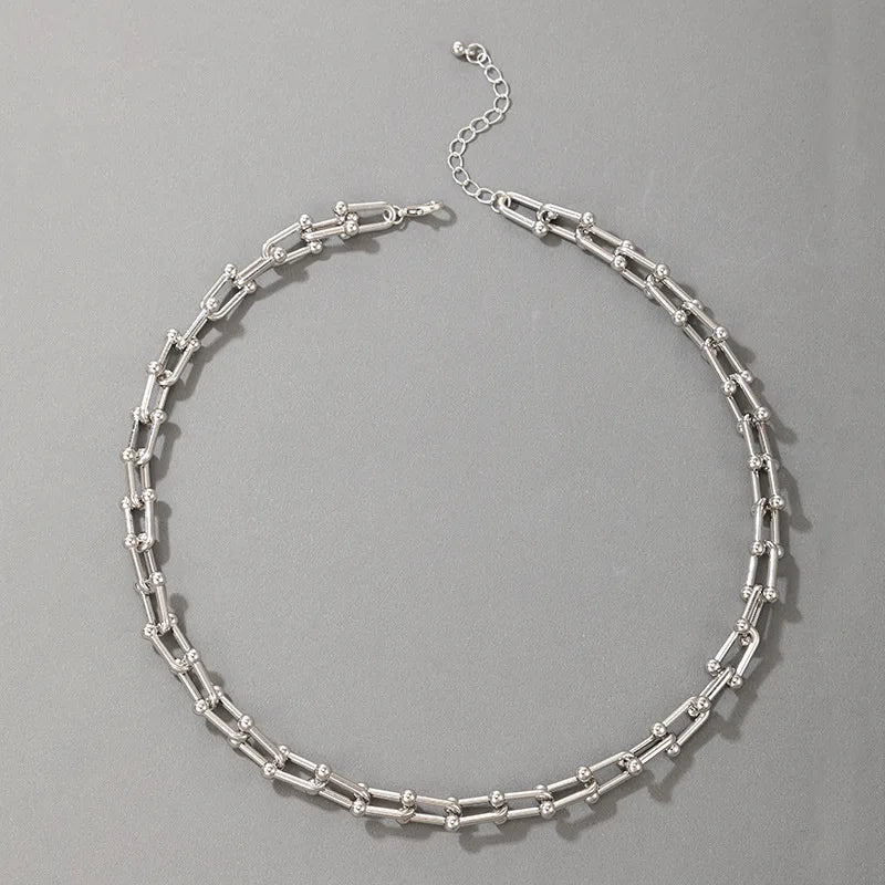 Geometric Alloy Choker Necklace for Women