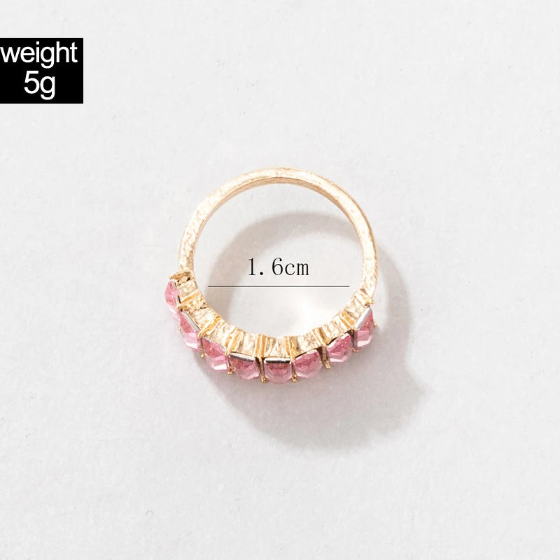 Colorful Rhinestone Geometry Women's Crystal Stone Ring