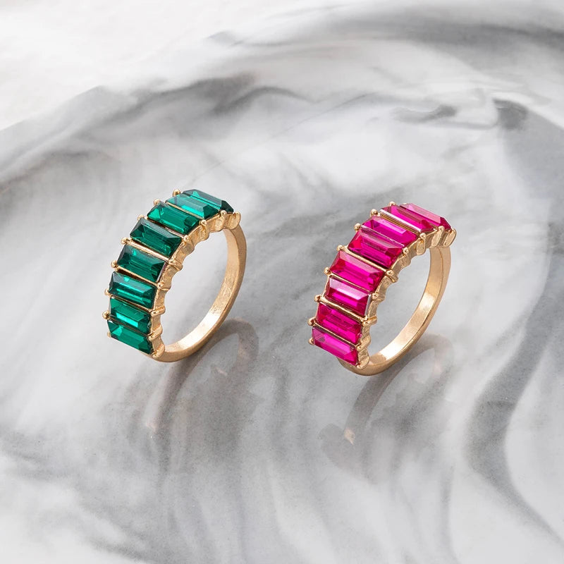 Colorful Rhinestone Geometry Women's Crystal Stone Ring