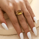 Crystal Stone Joint Midi Rings Water Drop Opal Alloy Metal Ring