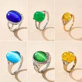Crystal Stone Joint Midi Rings Water Drop Opal Alloy Metal Ring
