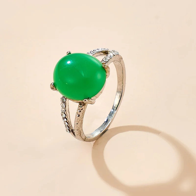 Crystal Stone Joint Midi Rings Water Drop Opal Alloy Metal Ring